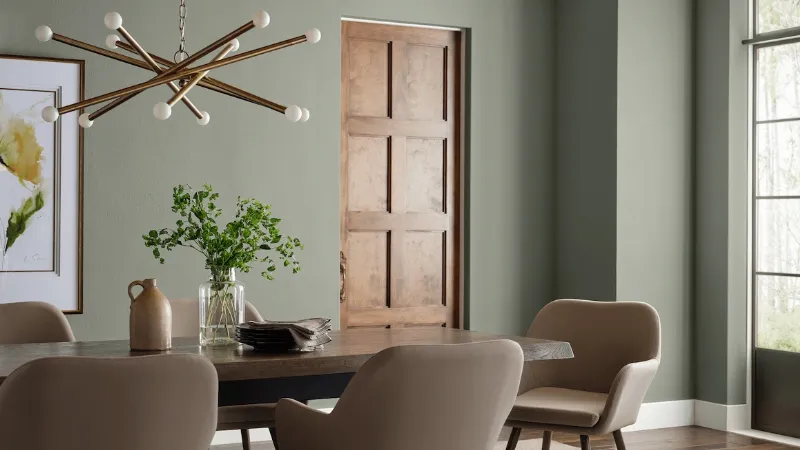 Parete del soggiorno verde Olive Sprig