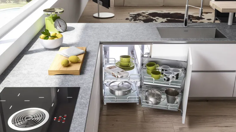 Esempio cucina con cassetti angolari, cucina marca Vibo