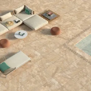 Travertino Beige della collezione Percorsi Frame di Ceramiche Keope