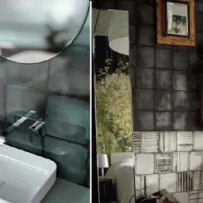 Iris Ceramiche, rivestimenti bagno: FREEHAND blue e FREEHAND decor