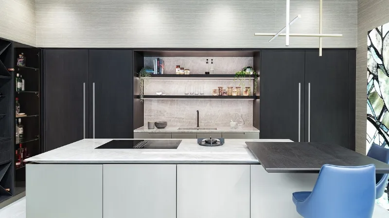 Isola centrale e cucina angolare per il modello T30 by TM Italia Cucine