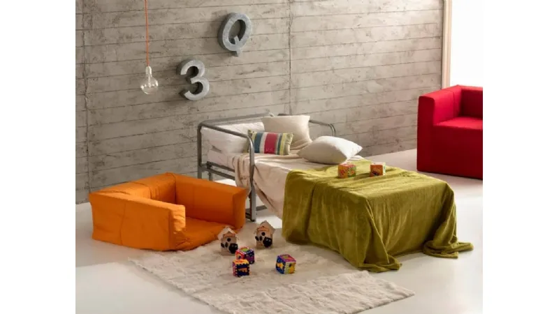 Poltrone trasformabili in letto singolo con meccanismi di apertura semplici  - poltrone letto e relax di ecopelle, cotone, tessuto, effetto velluto con  misure contenute per ogni stanza - pouf letto ideali per