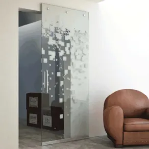 porta scorrevole in vetro decorato