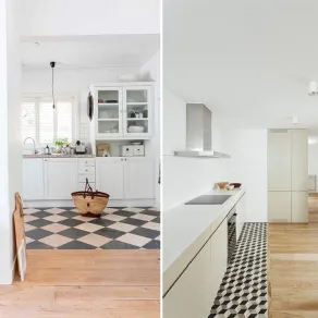 Esigenze estetiche portano a giocare con i formati, i colori e gli effetti tridimensionali, accostando gres a parquet