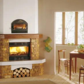 Rivestimento termocamino ad angolo