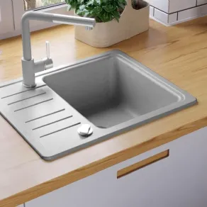 Lavello da cucina ad una vasca in composito grigio Vidaxl