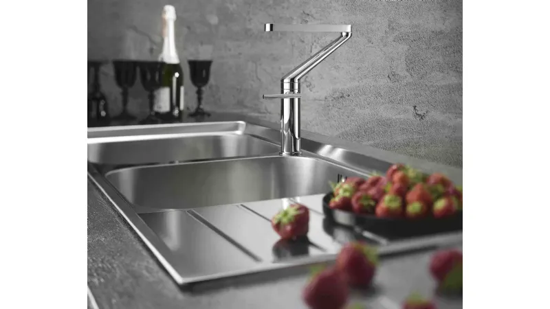 Rubinetto da Cucina in Acciaio Inox Rotazione 360° Estraibile Miscelatore  Nichel