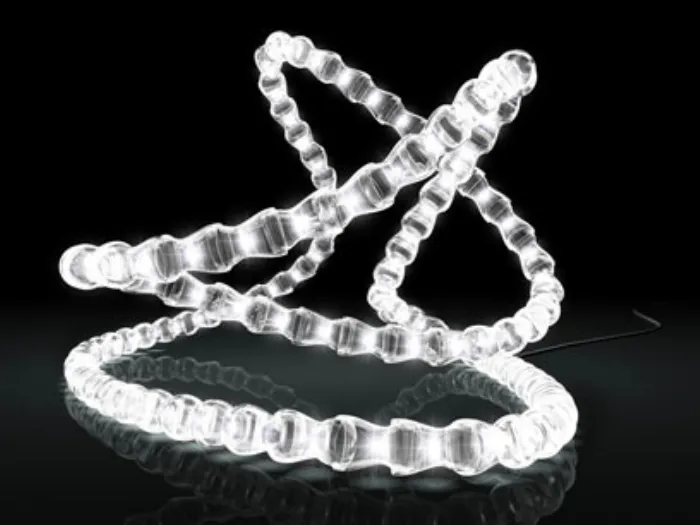 lampada composta da un tubo luminoso creato a partire da segmenti di policarbonato trasparente