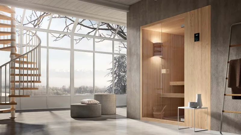 Albatros - Soha S, sauna finlandese in legno d'abete e vetro