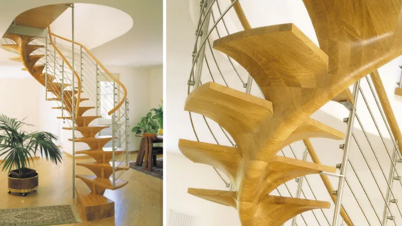 Pentagon di Siller Treppen, scala autoportanate in legno