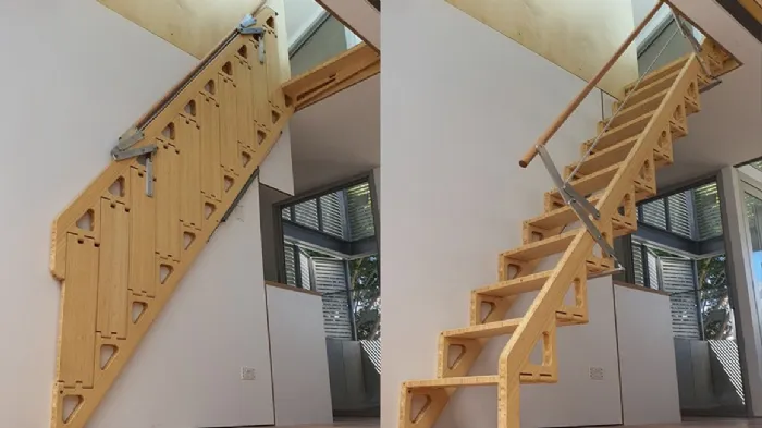 Bcompact Hybrid Stair di Bcompact, scala retrattile in legno