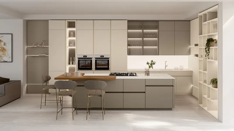 Ci sono anche luci led in punti strategici nella cucina Iconica by Veneta Cucine