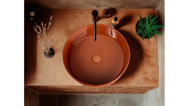 Lavabo in argilla refrattaria Index Red di Cipì