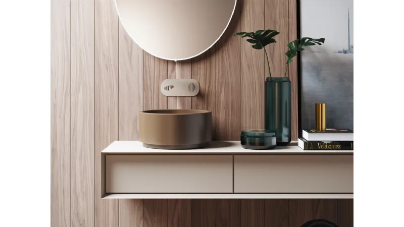 Oke è il lavabo da appoggio tondo di Kerasan