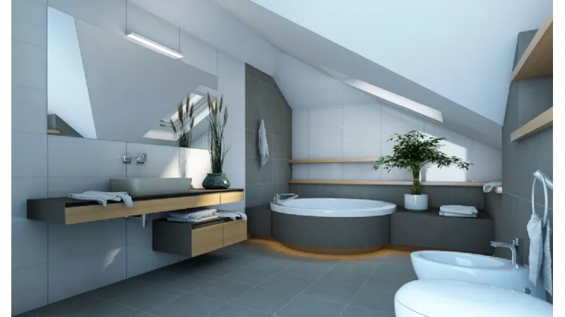 Un bagno moderno mansardato