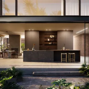 Ampie distanze nella cucina modulare All-arounD di Doimo Cucine