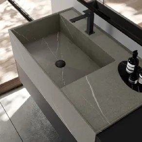 Lavabo in gres Pietra Piasentina Grigia Fiammata della collezione Sense di Ideagroup
