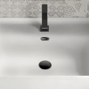 Lavabo in ceramica bianca opaca con effetto vellutato Touch della collezione My Time di Ideagroup