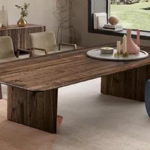 Vela Table di Riva1920 in legno massello con lavorazione a saponetta