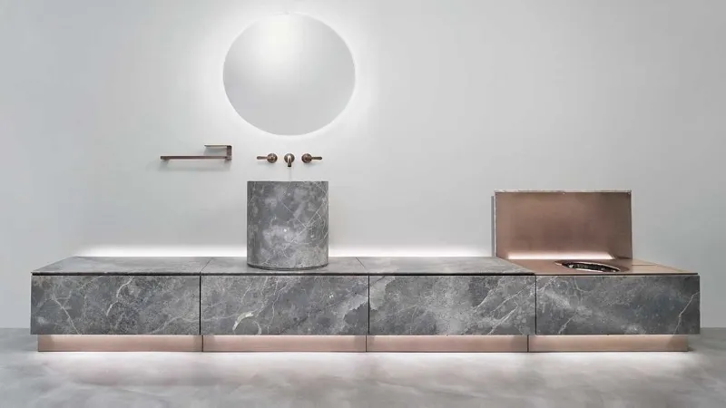 Design modulare variegato per Abaco di Cea Design che nasconde anche un bidet