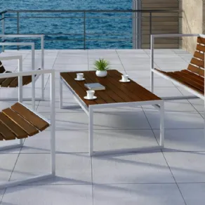 Lounge set da giardino in acciaio e legno RECTANGULAR di Arpe studio 