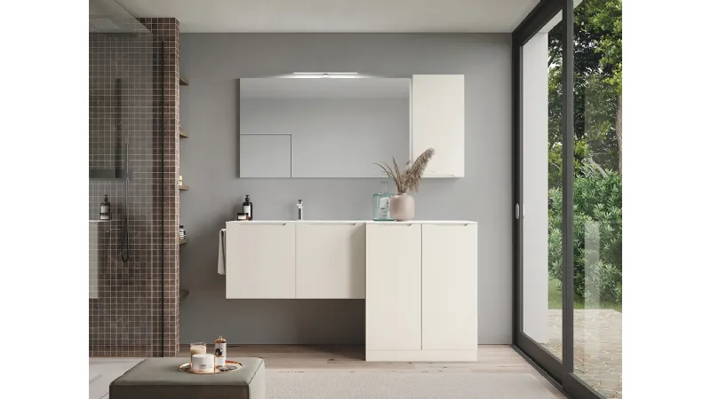 All'interno di Smyle è possibile trovare spazio contenitivo anche per la lavatrice senza rinunciare al design