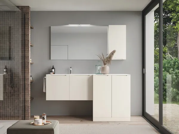 All'interno di Smyle è possibile trovare spazio contenitivo anche per la lavatrice senza rinunciare al design