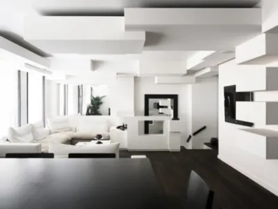 Soffitto moderno decorato con volumi