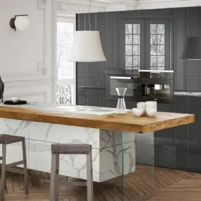 Cucina con isola 36E8 MARBLE XGLASS By Lago