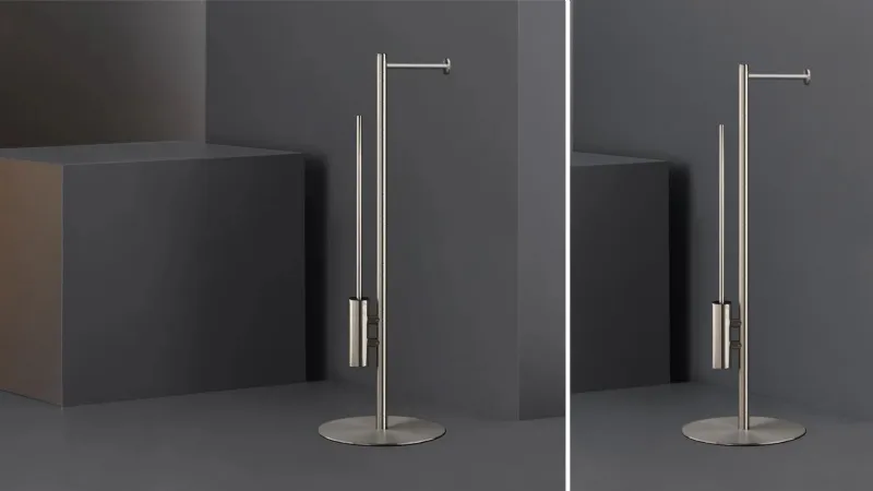 Ceadesign - STEM 17: Piantana portarotolo e scopino in acciaio inossidabile