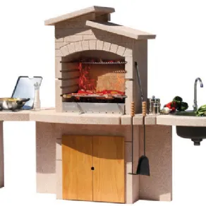 barbecue con piano d'appoggio e lavabo