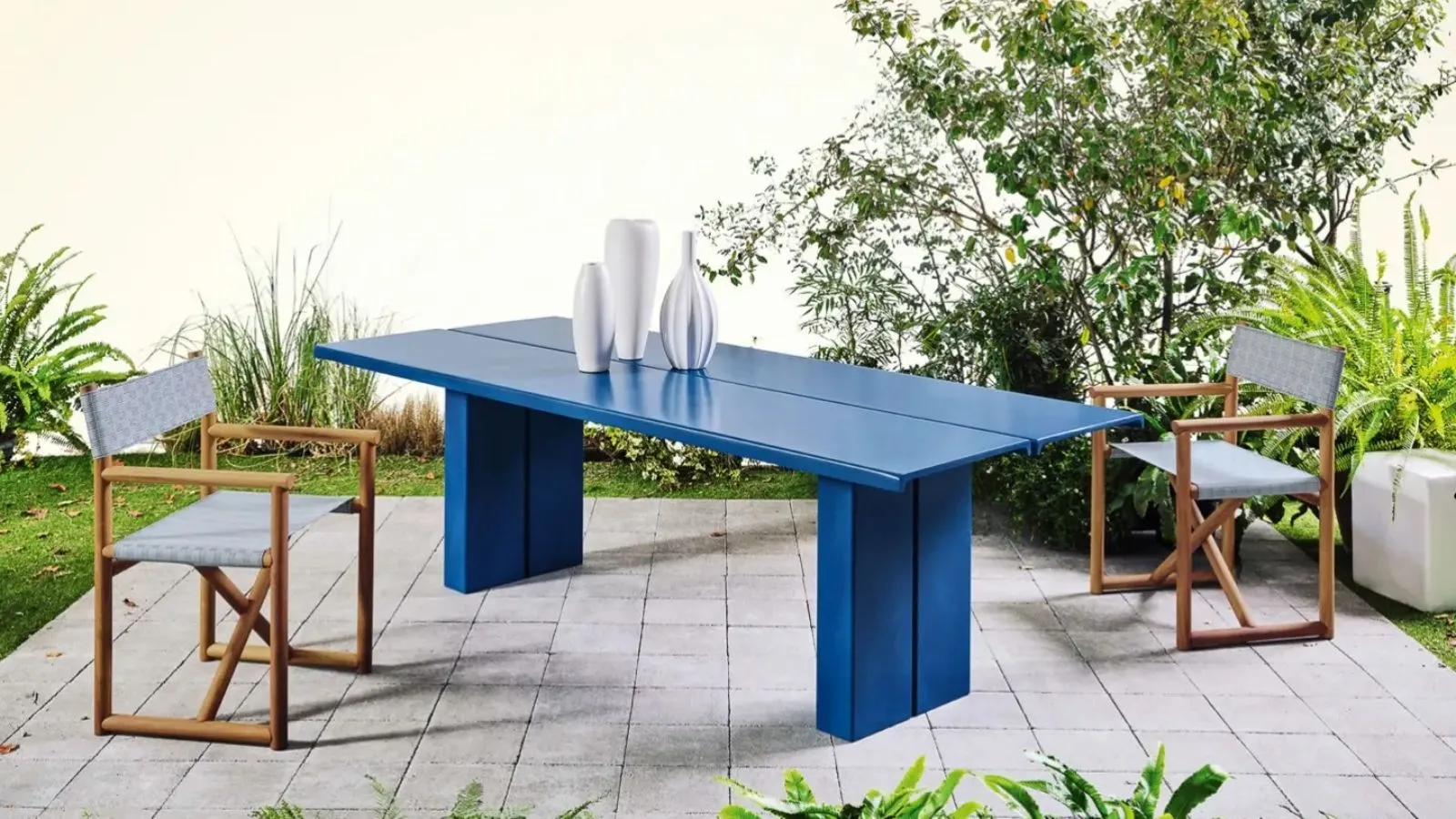 Set Tavolo e sedie da giardino in plastica effetto rattan, Set da esterno  in plastica 