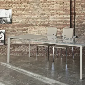 Tavolo Bontempi Dublino con piano in cristallo