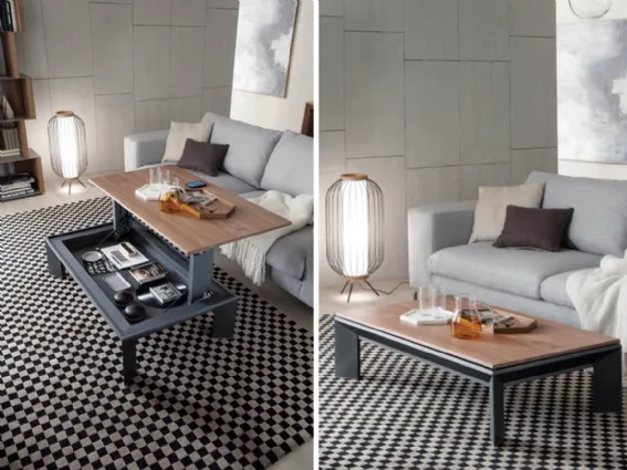 È di Ozzio il tavolino trasformabile Metrino