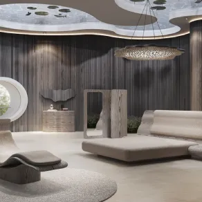 Letto con comodini integrati di Ross Lovegrove per Natuzzi