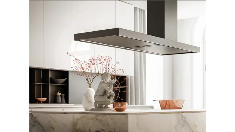 Estetica e innovazione per la cappa a isola Elle, novità luglio 2021