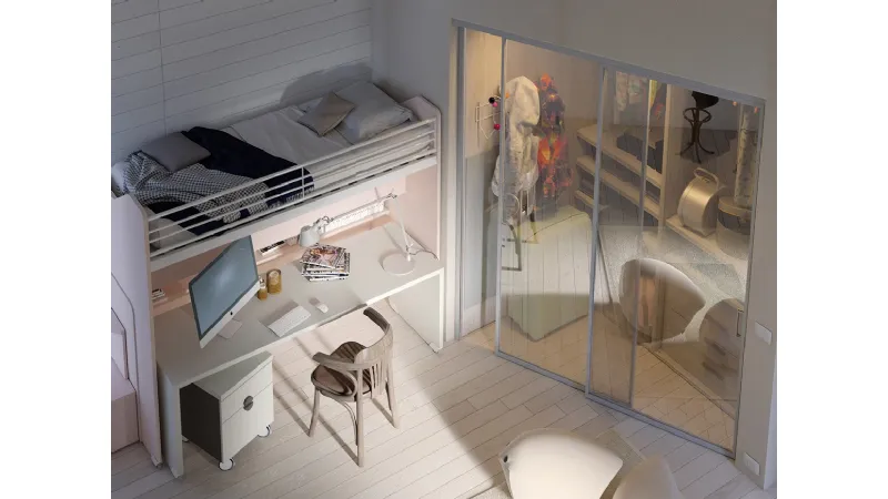 Ante scorrevoli vetrate modello Arial per la cabina armadio angolare Cubik di Dielle Domus