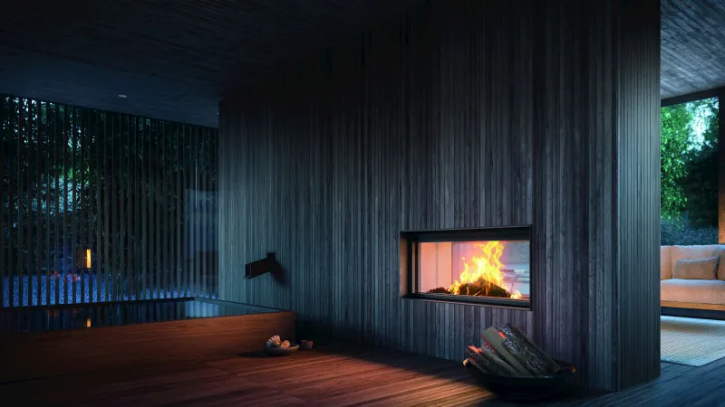 MCZ - Plasma115B Wood: camino bifacciale a legna