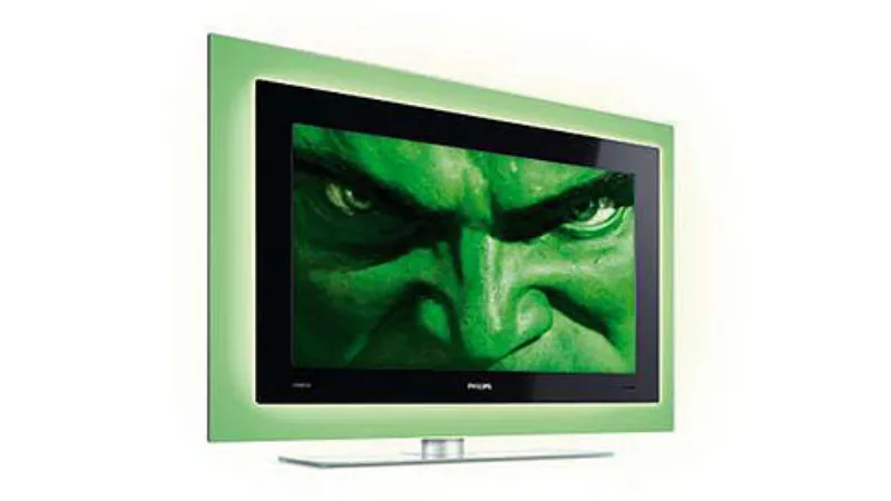 schermo piatto verde con immagine di hulk