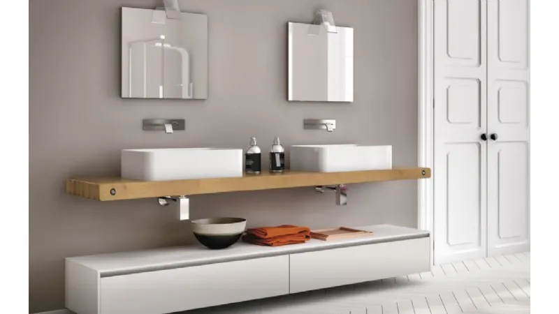 Piano lavabo in legno di rovere – Composizione Change 215 by Gruppo Geromin