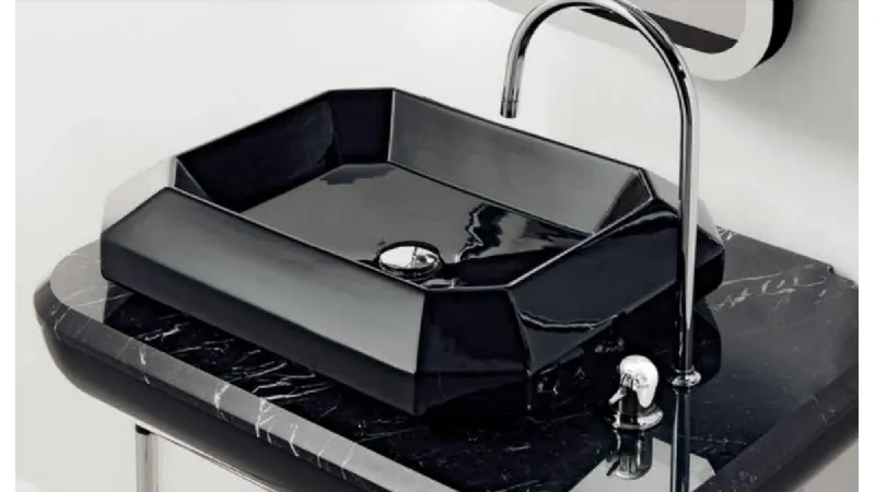 Top lavabo in marmo Nero Marquinia by Bisazza
