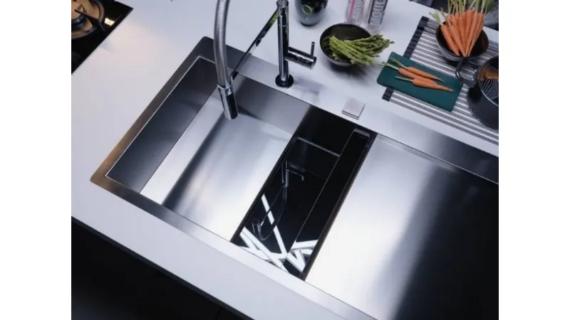 Il lavello filotop Franke Crystal Line CLV 210 Inox satinato - Cristallo nero
