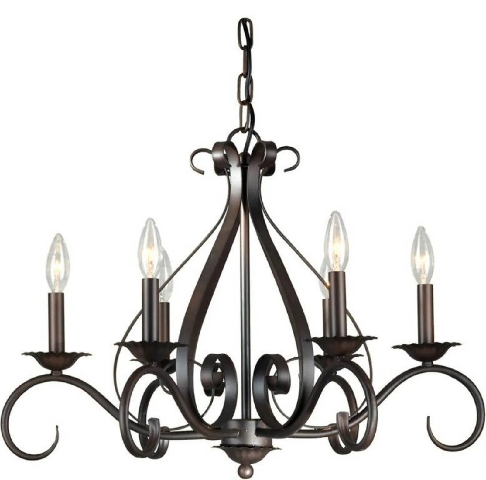Grande lampadario in ferro battuto verniciato