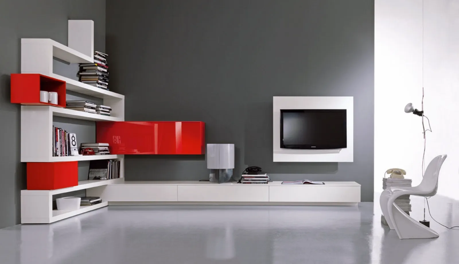Parete attrezzata ad angolo pareti attrezzate utilizzo della ... Parete porta tv muratura per salone